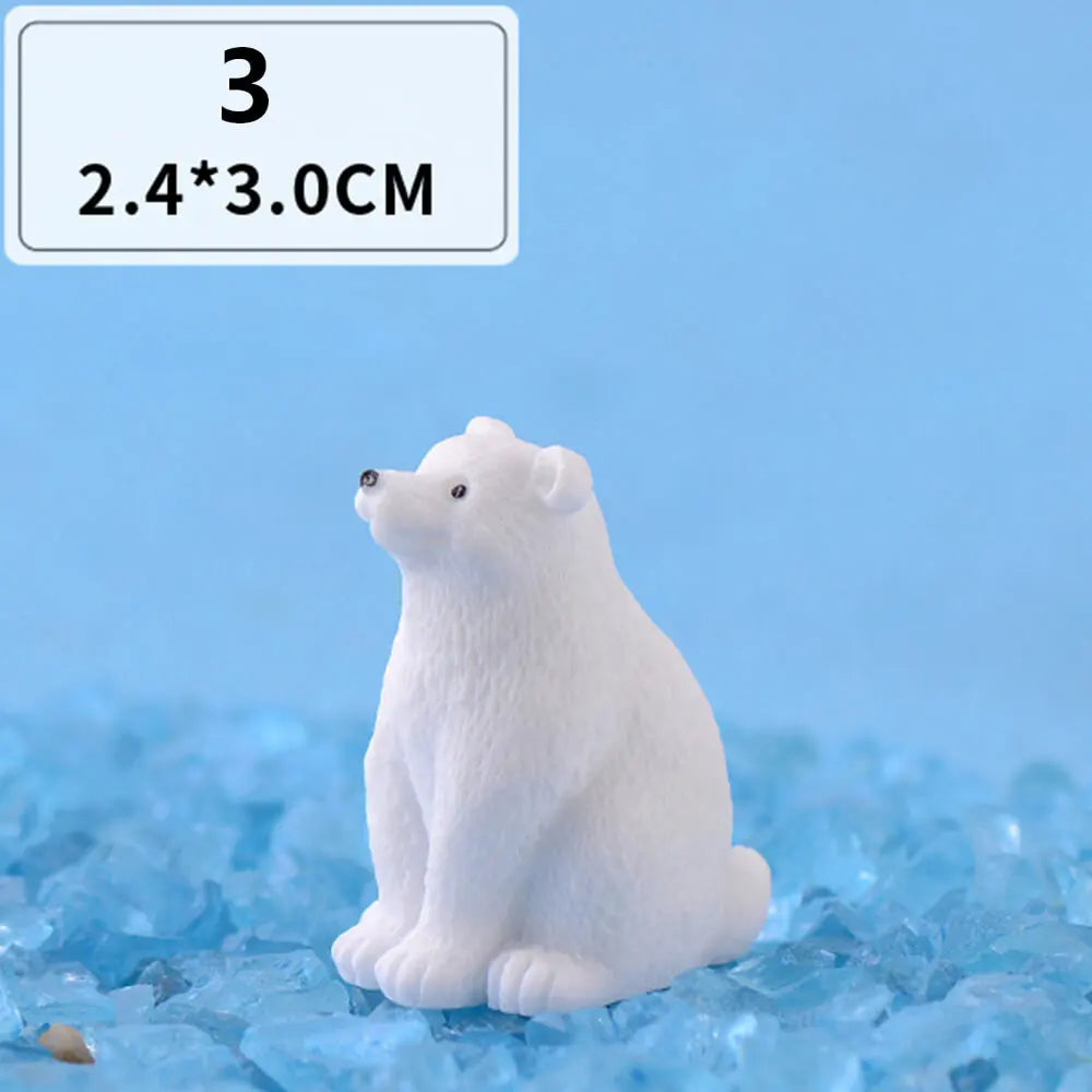 Mini White Bear Polar Bear Figurines Simulation Home Micro Landscape Garden Miniatures Animal Home Decor Accessories Oasis Select 3