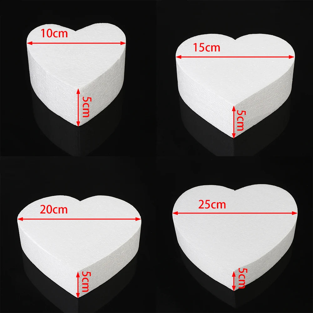 4/6/8/10 inch DIY Practice Heart Shaped Model Cake Foam Mold Polystyrene Sugarcraft Dummy Party Kitchen Accessories Oasis Select