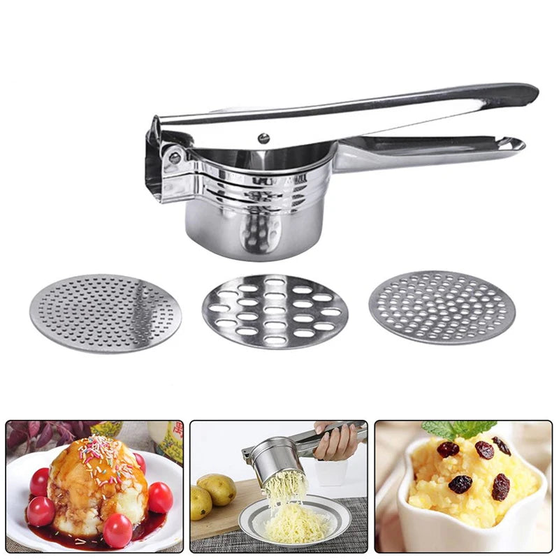 Stainless Steel Potato Ricer & Masher with 3 Discs | CHANSUNRUN Potato Ricer Oasis Select