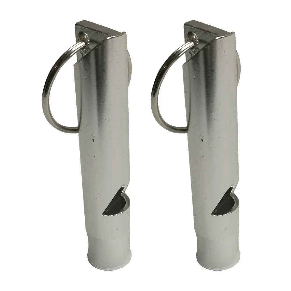 2PCS Camping Kayak drift Swim Emergency Survival Aluminum alloy Whistle with keychain For Scuba Diving Canoe Boat Water Sports Oasis Select Silver