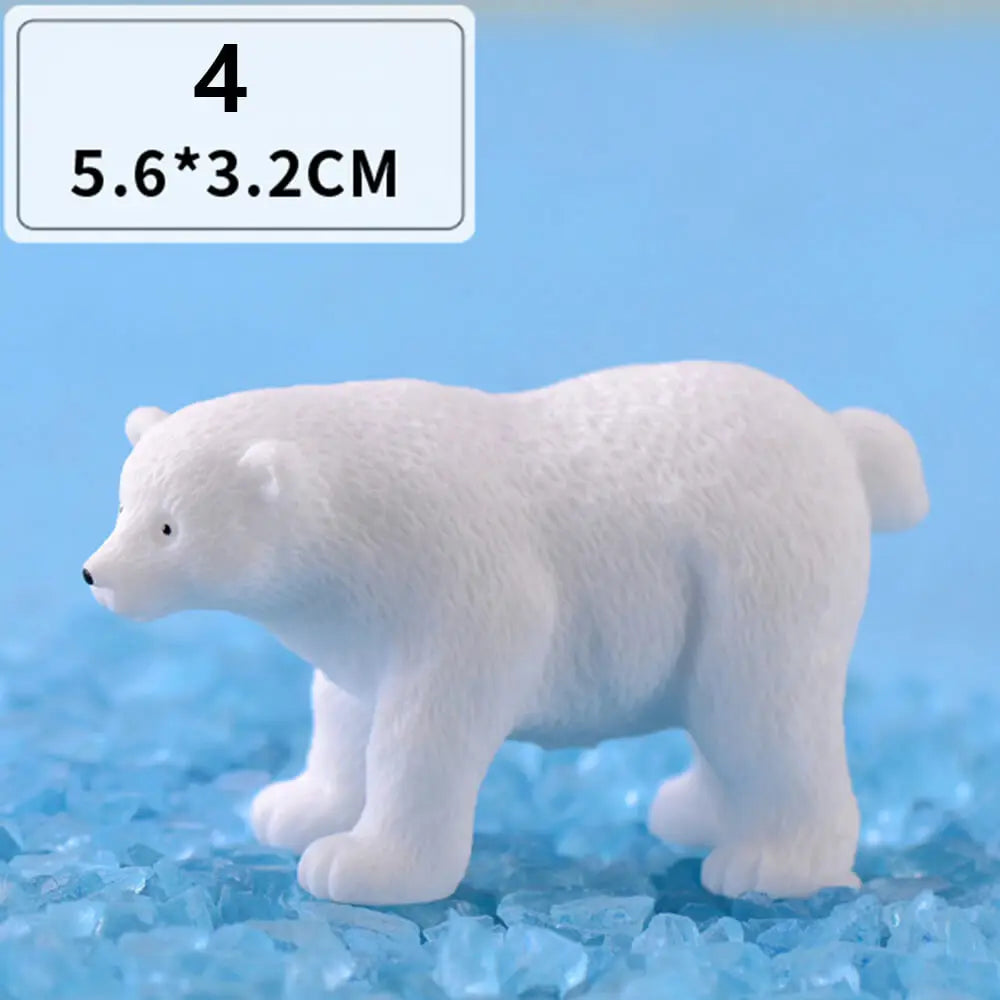Mini White Bear Polar Bear Figurines Simulation Home Micro Landscape Garden Miniatures Animal Home Decor Accessories Oasis Select 4