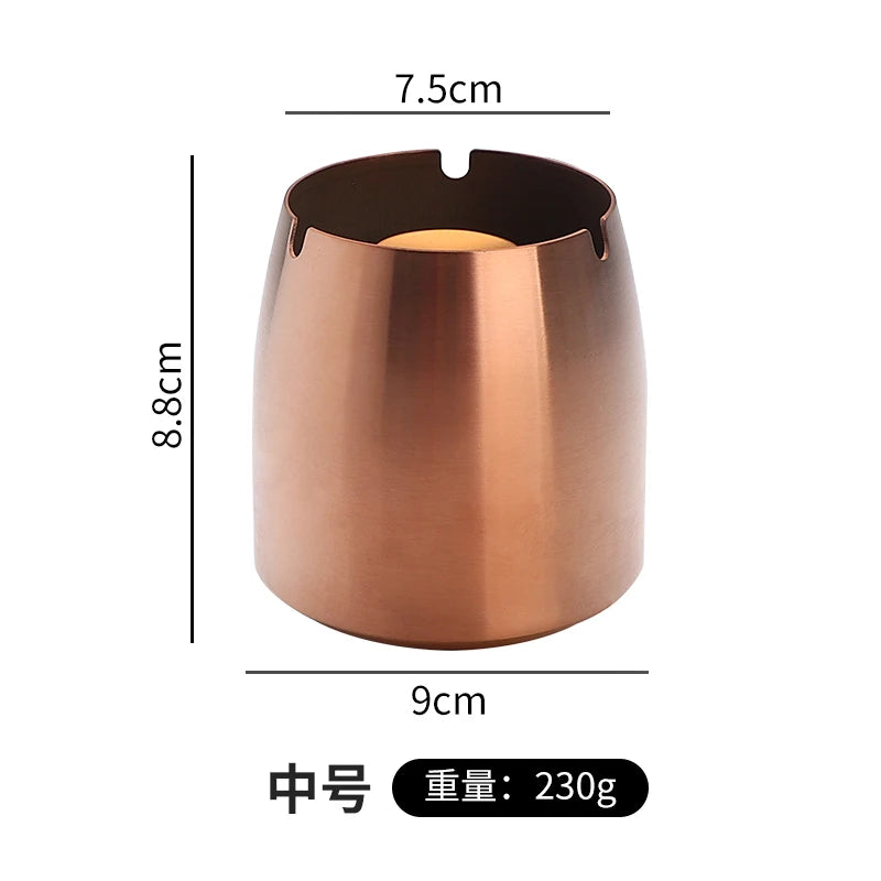 Personality trend anti-fly ash with cover home hotel bar restaurant custom stainless steel large ashtray ashtray Oasis Select Rose Gold Medium A