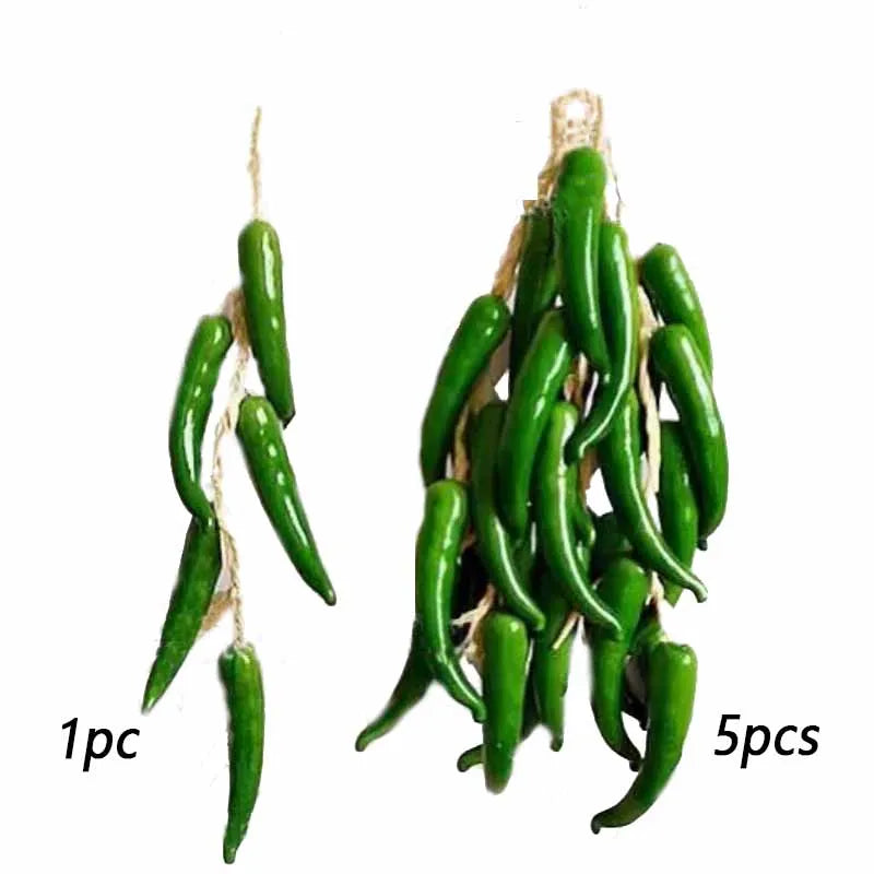 Artificial Simulation Food Vegetables Fake Chili Pepper Fruits Grapes Photography Props For Home Decoration Christmas Wall Decor Oasis Select Green chili 2
