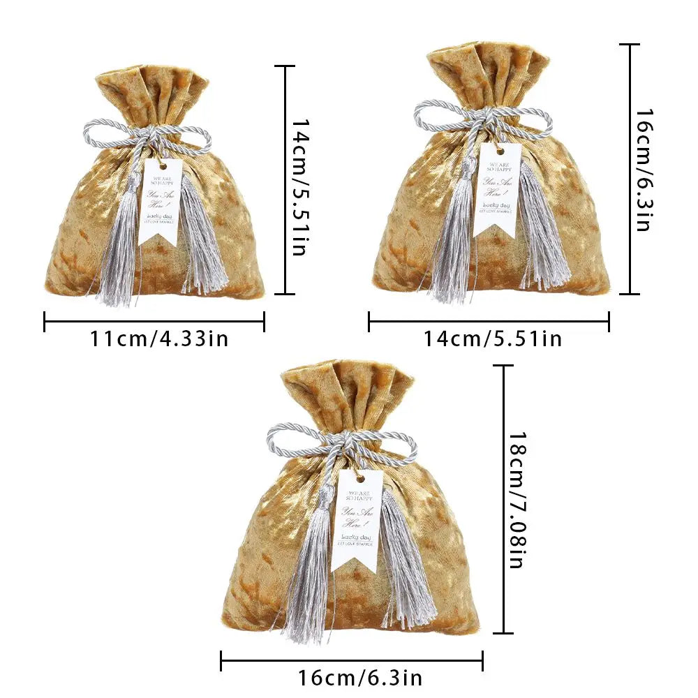 Velvet Cloth Drawstring Tassel Bag Velvet Candy Box Gift Bags Candy Storage Pouches Wedding Birthday Party Jewelry Organizer Oasis Select