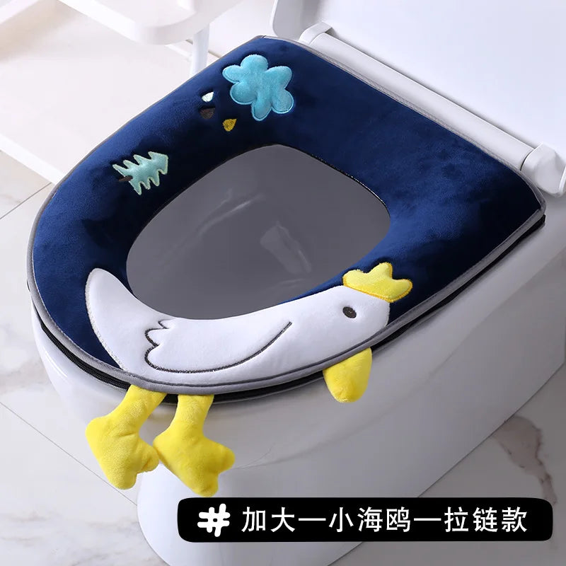 Household four seasons waterproof cute European style toilet seat zipper type universal creative toilet seat toilet seat Oasis Select Increase LittleSeagu