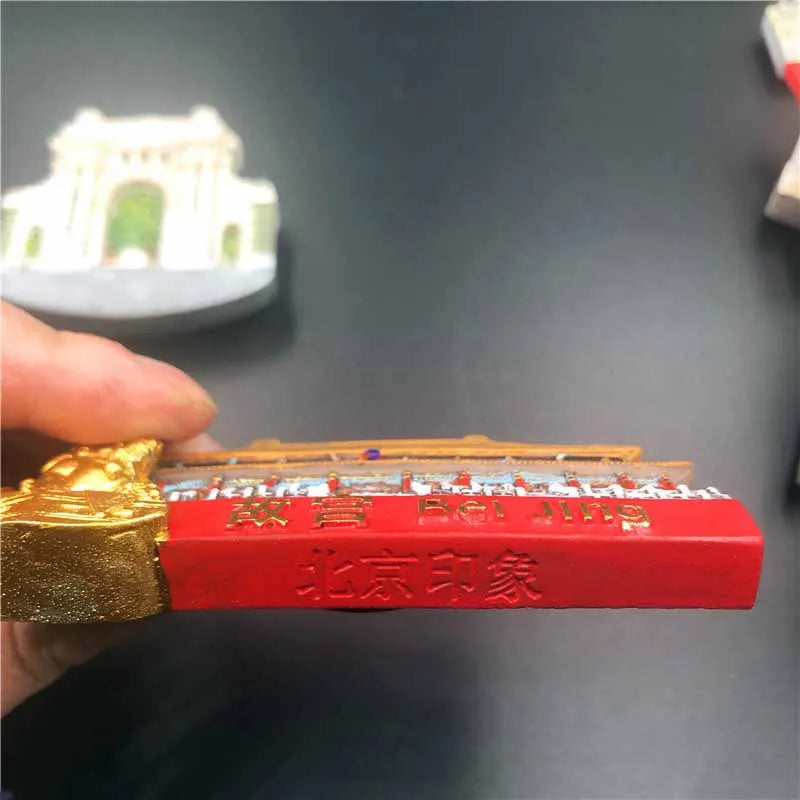 China Travel Fridge Magnets Resin Souvenirs Beijing Forbidden City Huabiao Tiananmen Stone Lion High-end 3D Refrigerator Sticker Oasis Select