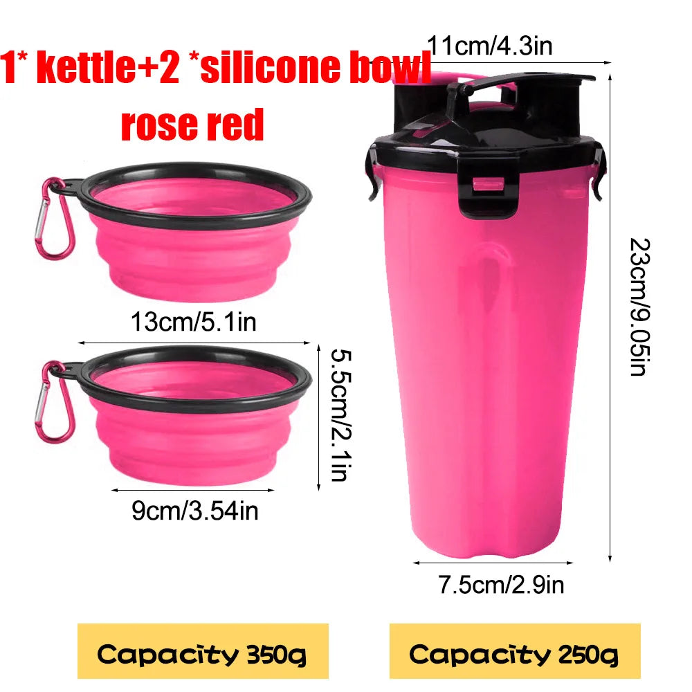 2-in-1 Portable Pet Food & Water Bottle with Folding Bowl Travel Pet Feeder Oasis Select SKY BLUE