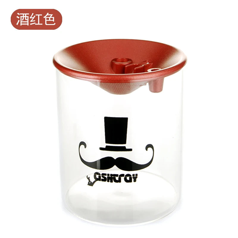 Creative home personality living room office big trend anti-fly ash multifunctional glass ashtray with cover ashtrays Oasis Select Red wine