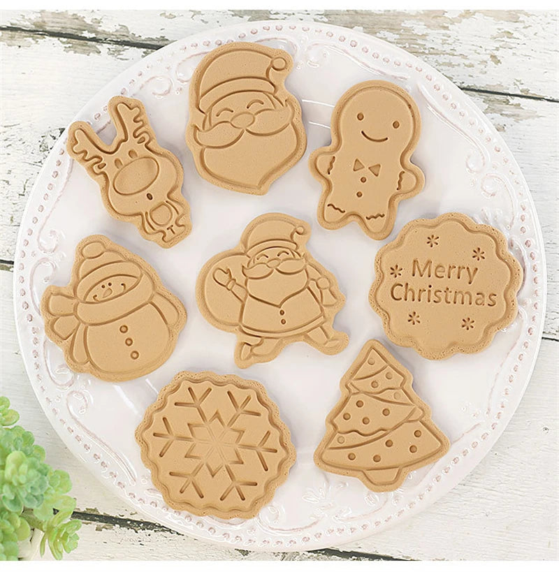 8-Piece Christmas & Halloween Cookie Cutter Set | 3D Stamp Molds Cookie Cutter Set Oasis Select