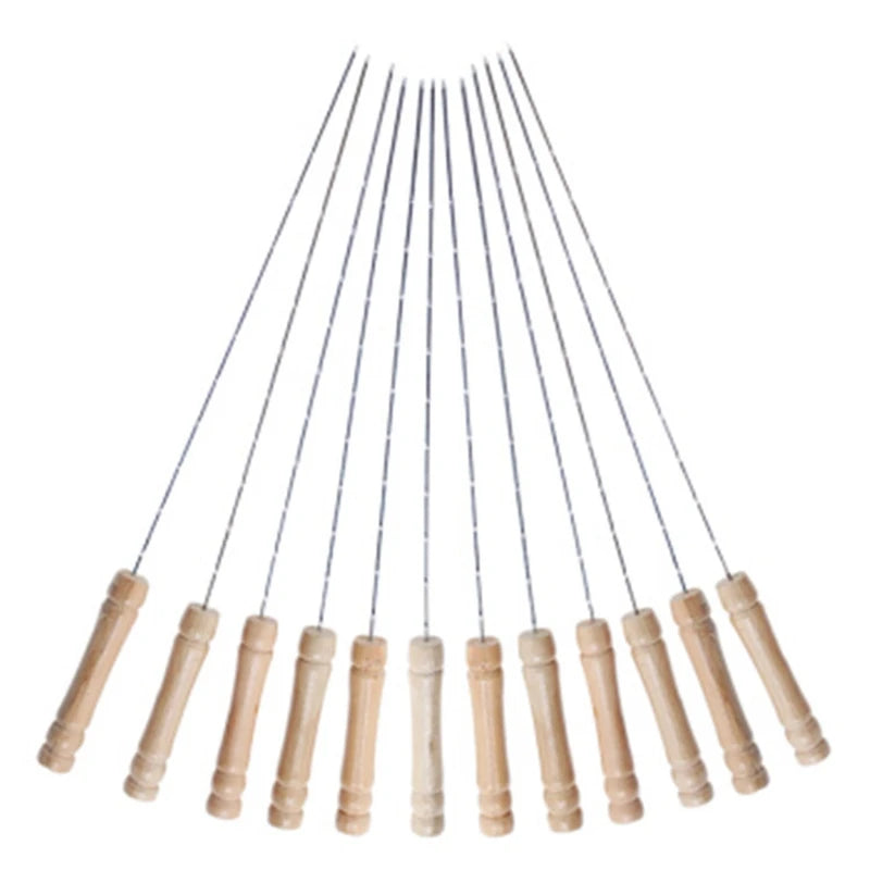 Skewers for Barbecue Reusable Grill Stainless Steel Skewers Shish Kebab BBQ Camping Flat Forks Gadgets bbq accessories grilling Oasis Select