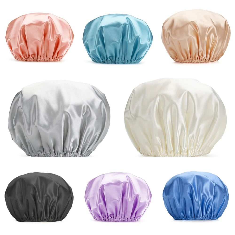 2024 new Home shower cap Double-layer Waterproof Shower Cap Solid Color Reusable EVA Shower Cap For Women Oasis Select
