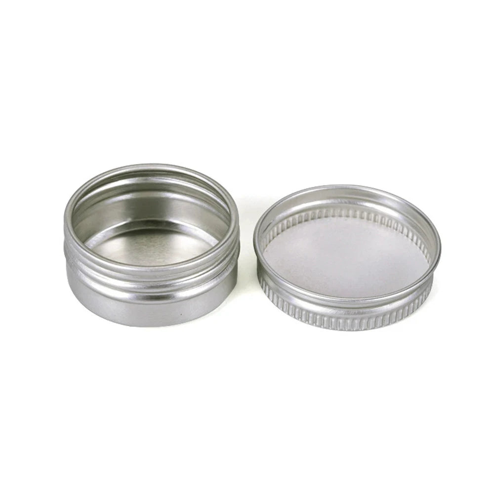 5ml-250ml Cosmetic Aluminum Cans Aluminum Boxes Silver Aluminum Tins Cans Screw Top Round Candle Spice Tins Cans Lid Containers Oasis Select