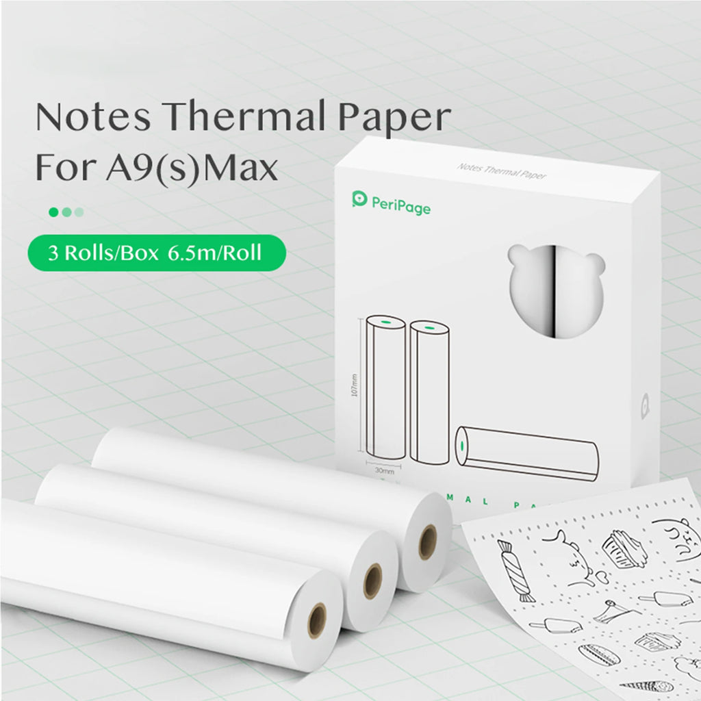 PeriPage 107mm/77mm/56mm Thermal Paper Roll BPA-Free Non-adhesive Receipt Printing Paper Waterproof Oil-proof Friction-proof Oasis Select 107mm Non-adhesive