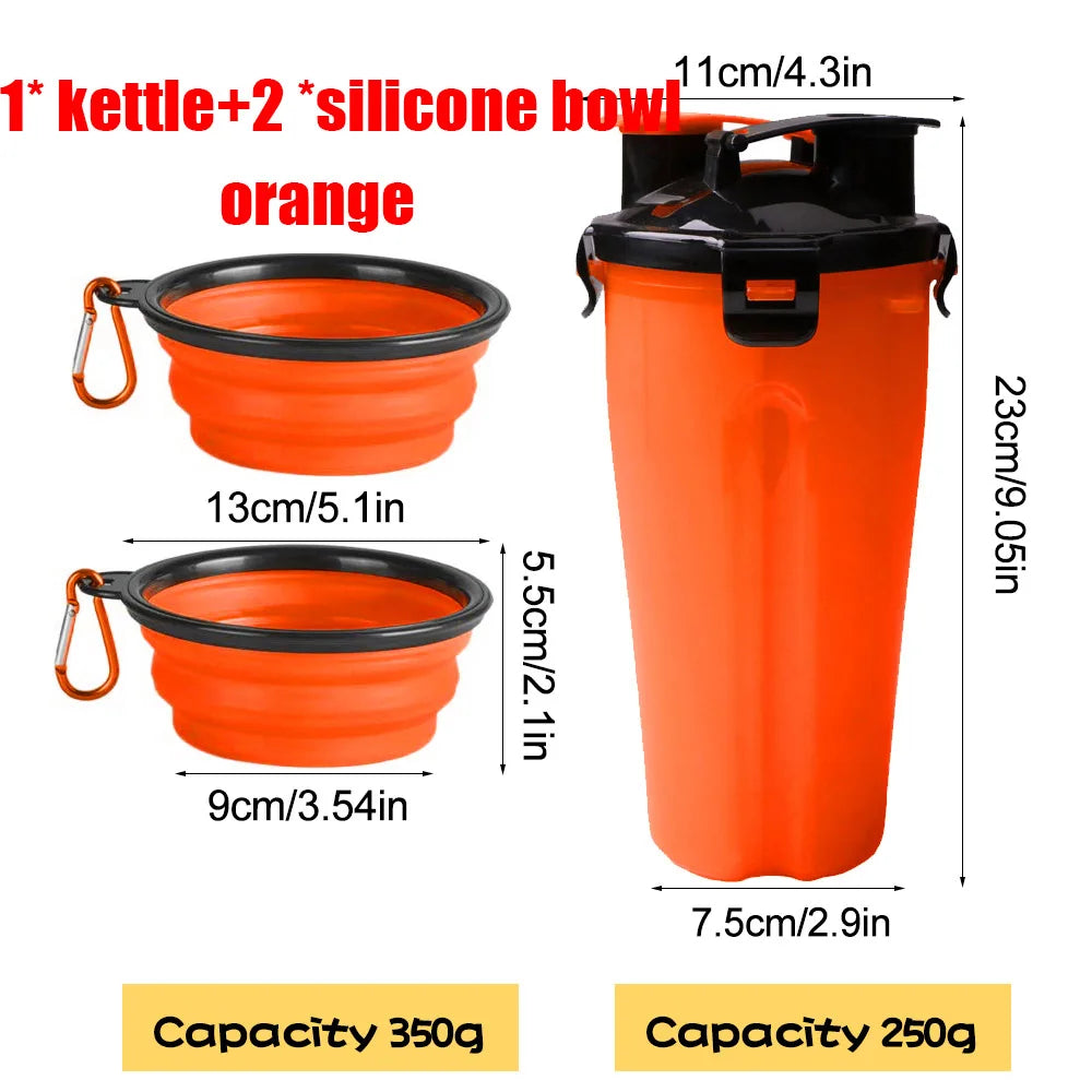 2-in-1 Portable Pet Food & Water Bottle with Folding Bowl Travel Pet Feeder Oasis Select Pink