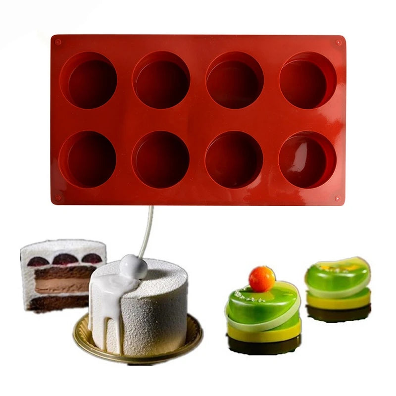 8 Holes Small Round 3D Shape Non-Stick Silicone Cake Mold for Baking DIY Jelly Muffin Mousse Ice-creams Chocolate Tool Oasis Select Default Title