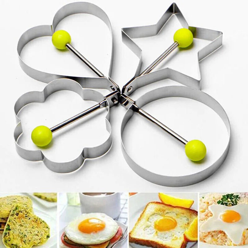 4pcs/set Stainless Steel Fried Egg Pancake Lovely Shaper Omelette Mold Mould Frying Egg Cooking Tools Kitchen Accessories Oasis Select