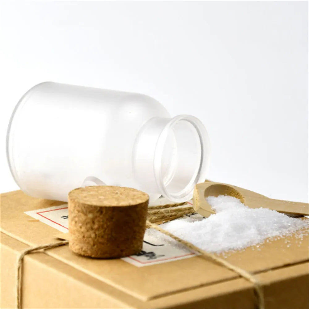 100/200/300/500ML Round matte cosmetic empty jar with cork bath salt bottle food storage container reusable bottle with wooden Oasis Select