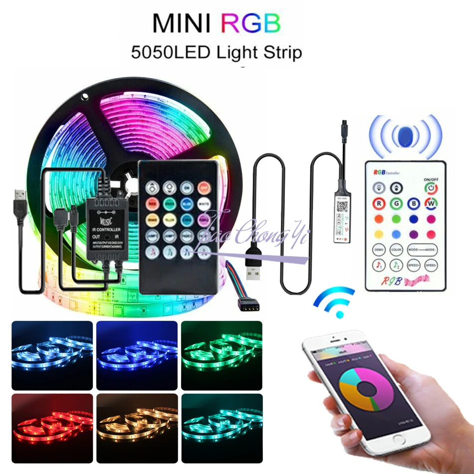 DC 5V TV LED Backlight USB 5050 30LED/M RGB LED Strip Light Remote Kit 5V Music light 1m-5m Oasis Select