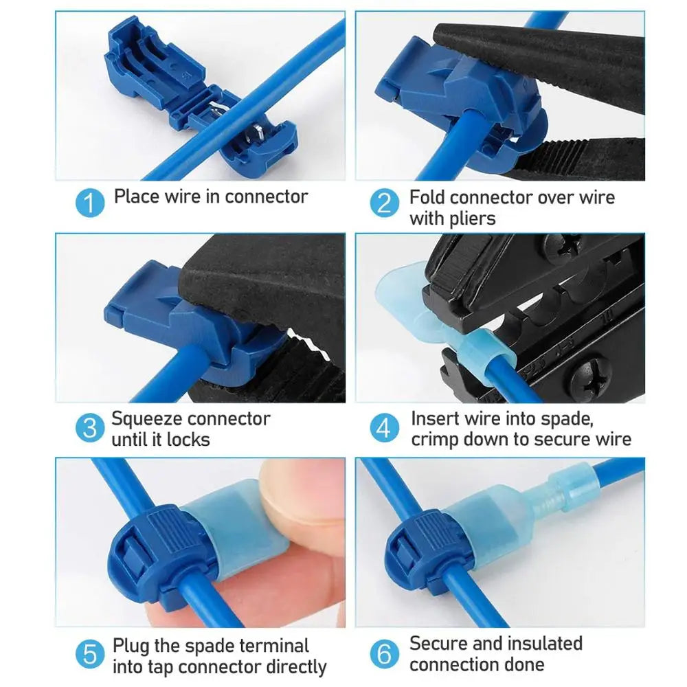 T-Tap Wire Connectors Self-Stripping Quick Splice Electrical Wire Terminals Insulated Male Disconnect Spade Lock Cable Crimp Oasis Select