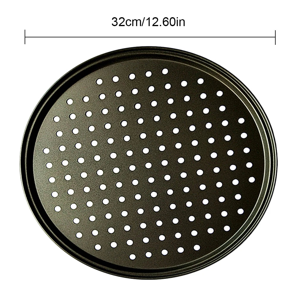 26/28/32CM Carbon Steel Non-stick Pizza Baking Pan Mesh Tray Plate Round Deep Dish Pizza Pan Tray Mould Bakeware Baking Tool Oasis Select