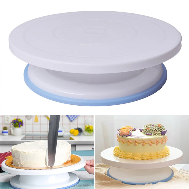 5pc Plastic Cake Turntable Rotating Cake Plastic Dough Knife Decorating 10 Inch Cream Cakes Stand Cake Rotary Table Hot Sal Oasis Select