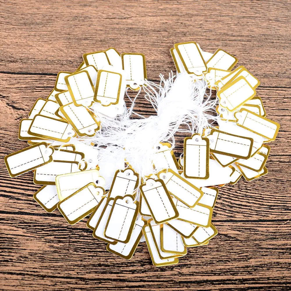 100 Pre-Strung Blank Swing Price Tags | Jewelry Hangtags