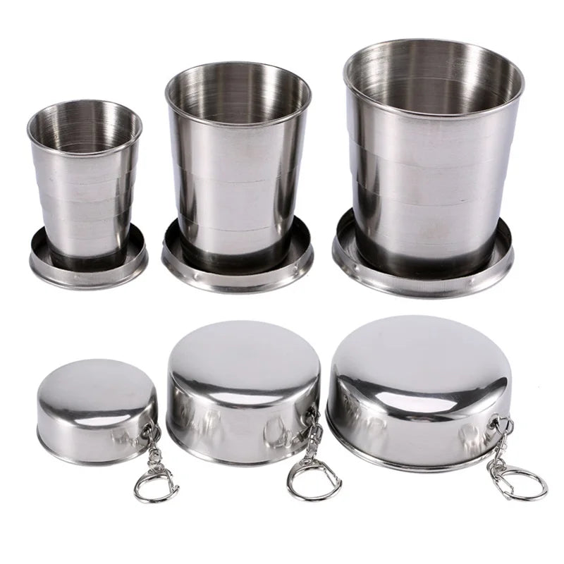 Collapsible Stainless Steel Travel Cup with Keychain | 75–240ml Collapsible Travel Mug Oasis Select 140ML