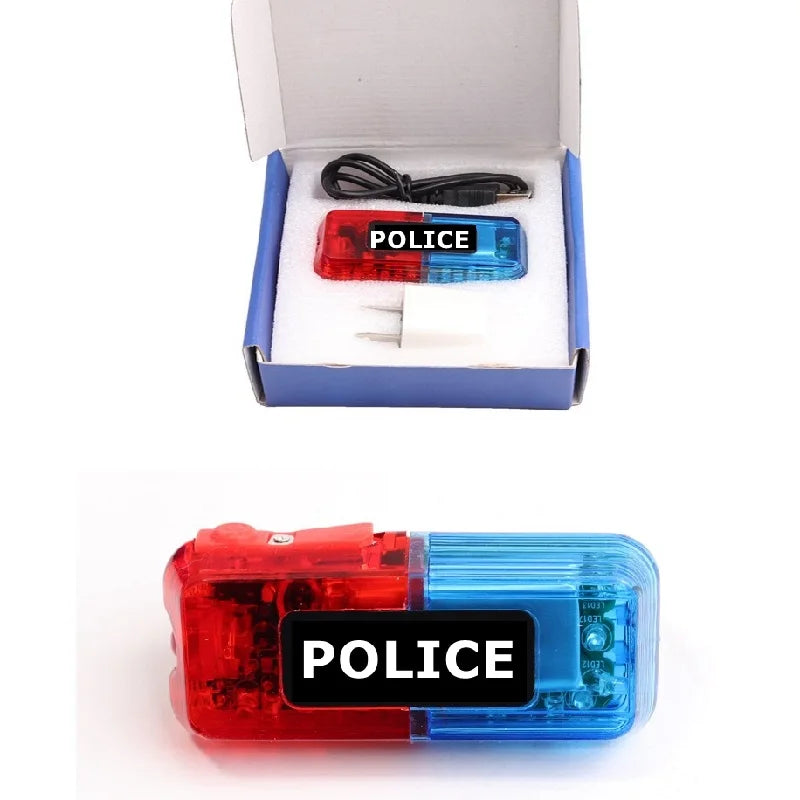 Rechargeable Red Blue LED Shoulder Strobe Clip Warning Light