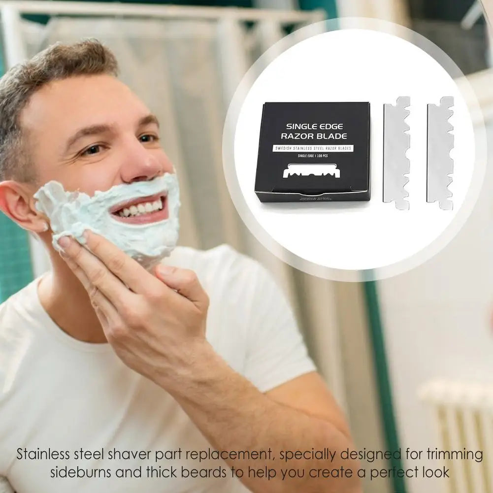 100pcs/Box Single Edge Razor Blades Men's Stainless Steel Razor Blades Sharp Blades For Facial Care Disposable Replacement Blade Oasis Select
