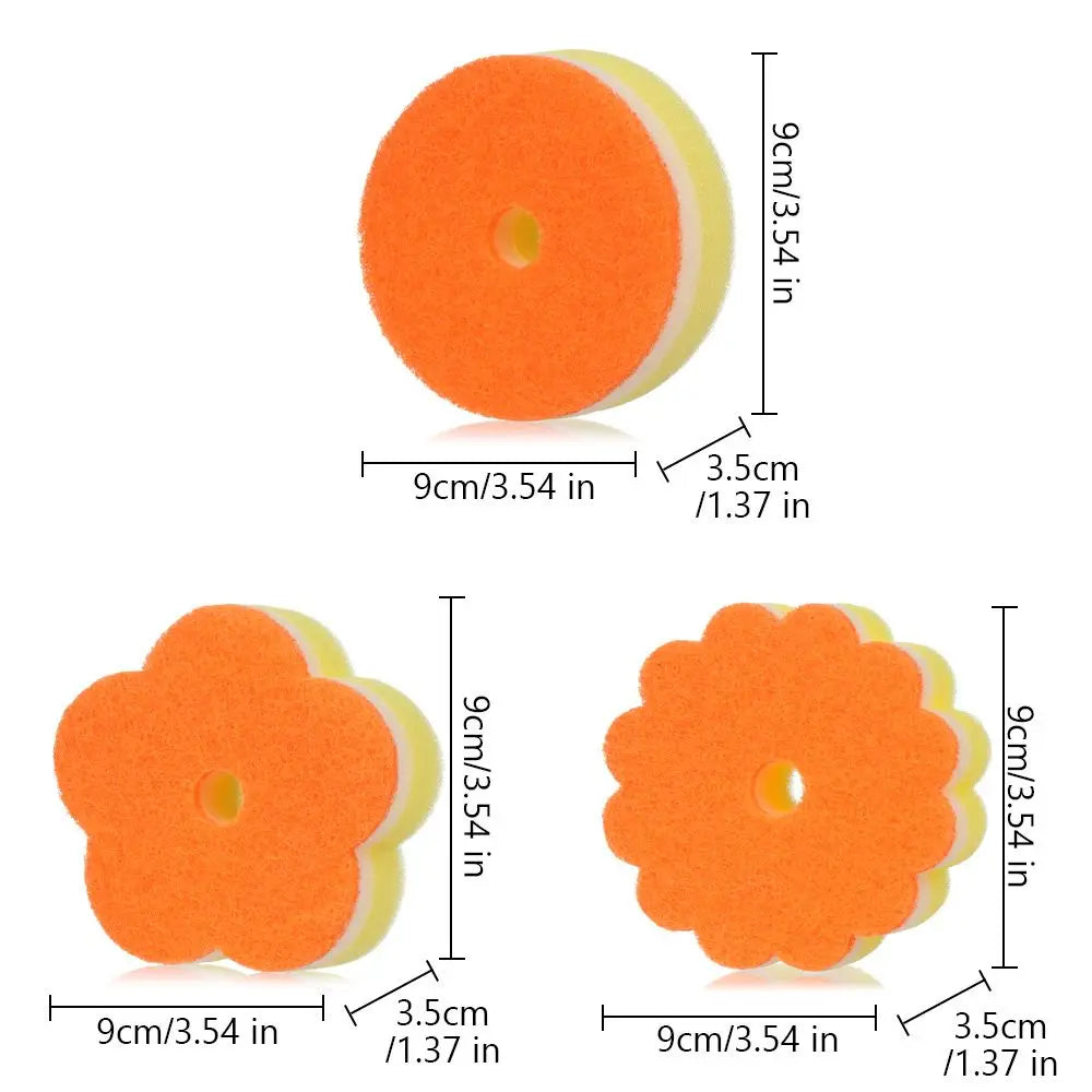 Cleaning Tool Wash Dishes Sponge Random Color Sponge Brush Dishwashing Sponge Flower Round Shape Scouring Pads Oasis Select