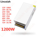 1200W Switching Power Supply DC 12V 18V 24V 36V 48V 60V 70V 72V AC 100-240V SMPS CNC Adjustable Voltage For LED Stirp Motor Oasis Select 24V 50A 1200W