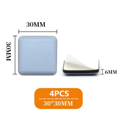4PCS Floor Rubber Protector Pads Self-Adhesive Anticollision Round Mat Chair Table Glides Furnitures Legs Slider Home Supplies Oasis Select Square 30x30mm 4pcs