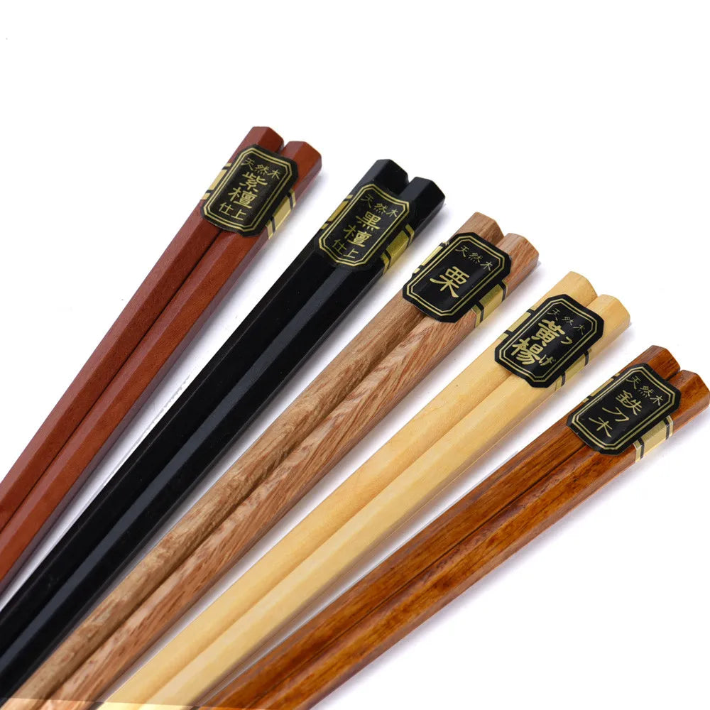 5 Pair Janpanese Korean Food Wooden Chopsticks Reusable Natural Beech Chopsticks Chinese Set Palillos Japanese Gift Pack Oasis Select