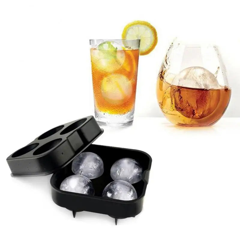 Silicone Ice Ball Maker Tray – 4 Round Molds for Whiskey & Cocktails Ice Ball Mold Tray Oasis Select