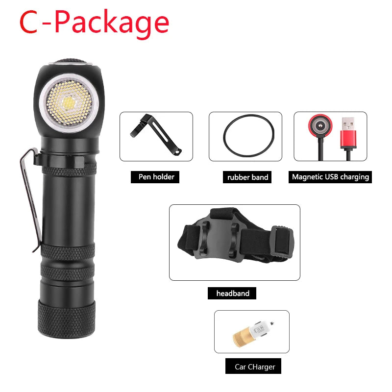 POCKETMAN XHP50 LED Rechargeable Flashlight & Head Torch – Magnetic USB