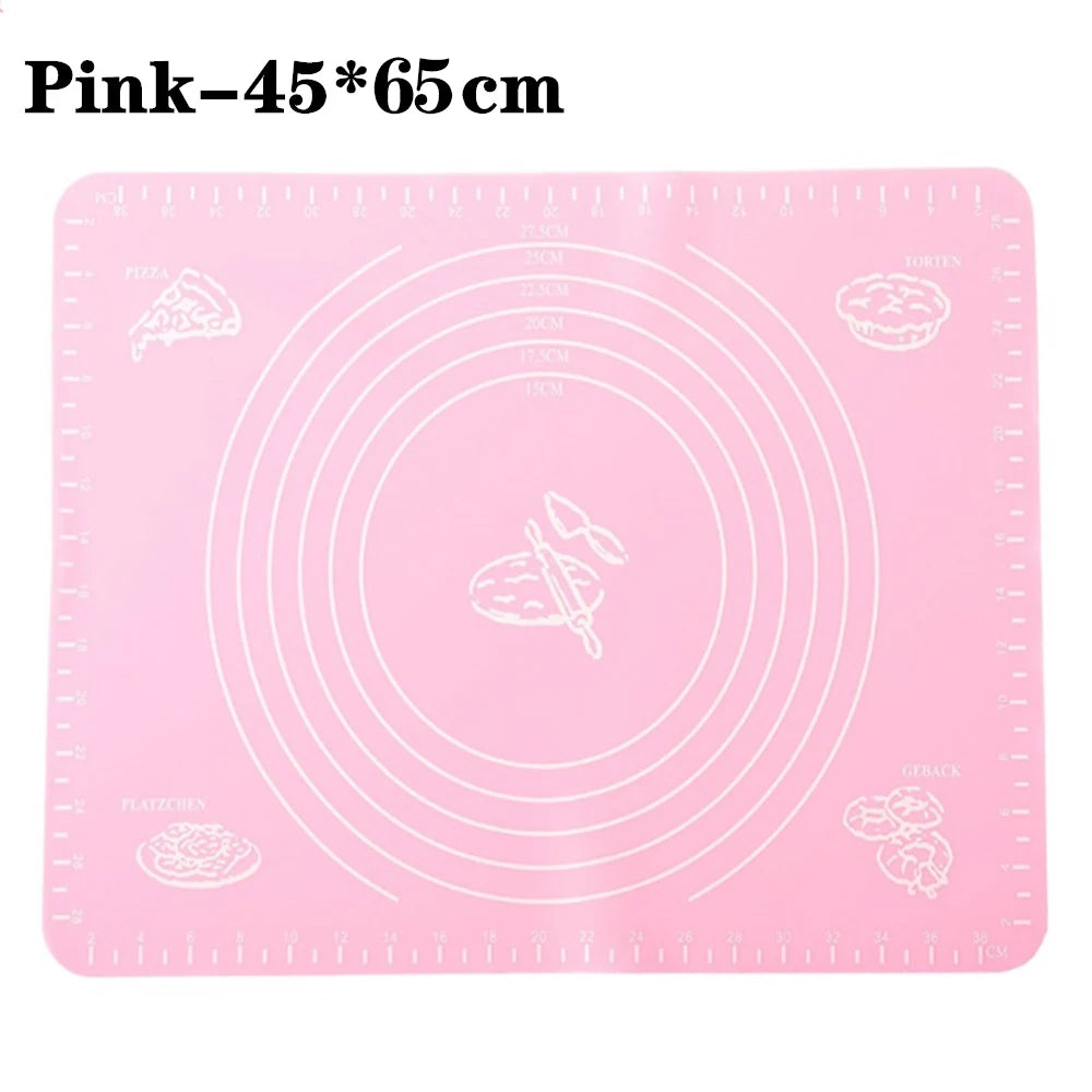 Silicone Baking Mats Pizza Dough Non-Stick Maker Holder Pastry Cooking Utensils Oven Pastry Mat Kitchen Gadgets Cooking Tools Oasis Select Pink-45x65cm
