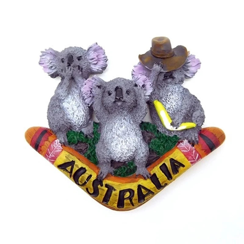 Resin Magnetic Fridge Stickers National Tourist Souvenirs Australia Finland Norway Travel Scenery 3D Refrigerator Magnets Gifts Oasis Select Australia Koala 3