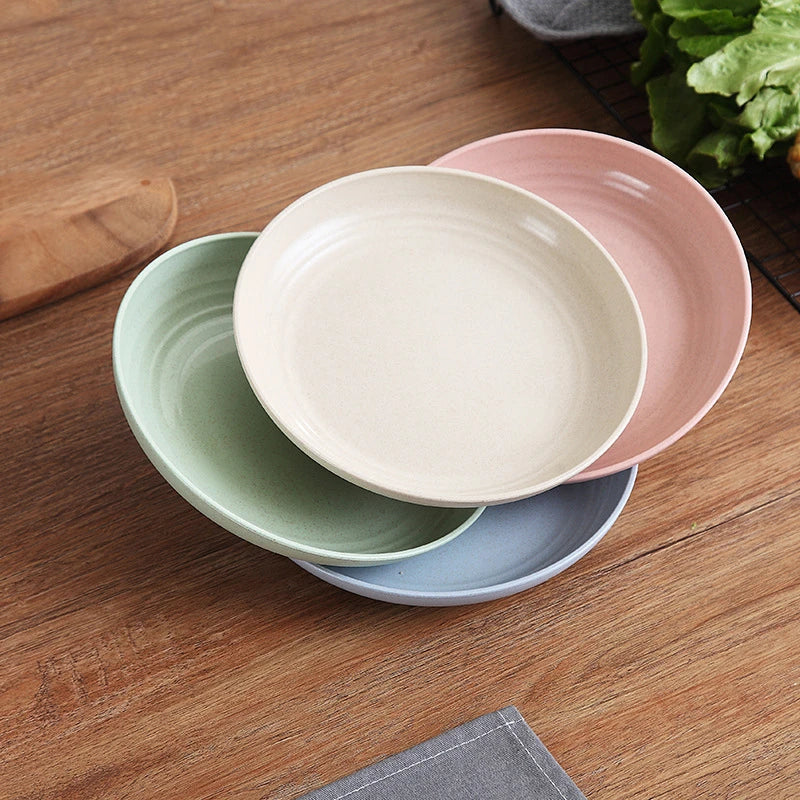 8-Inch Wheat Straw Snack Plates – 4-Piece Salad Dish Set Snack Plate Set Oasis Select