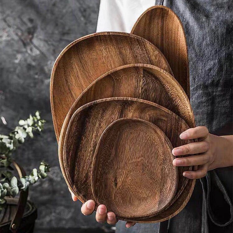 Irregular Oval Acacia Wood Serving Tray – Fruit & Dessert Plate Wood Serving Tray Oasis Select