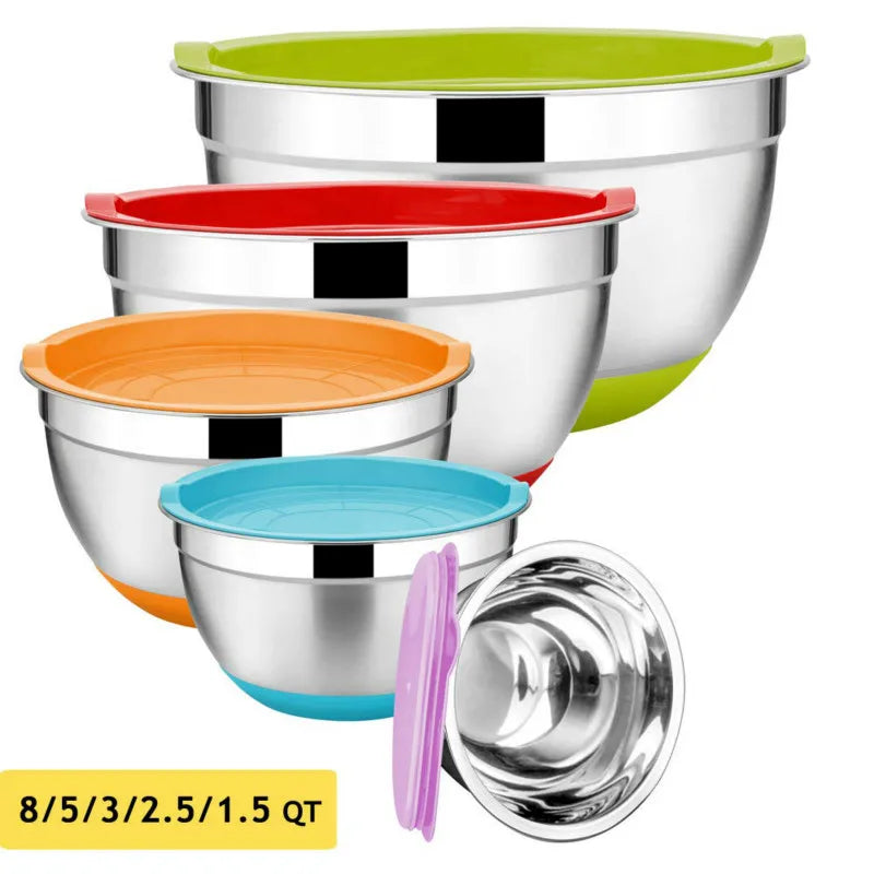 5-Piece Stainless Steel Nesting Mixing Bowls with Airtight Lids Mixing Bowl Set Oasis Select Default Title