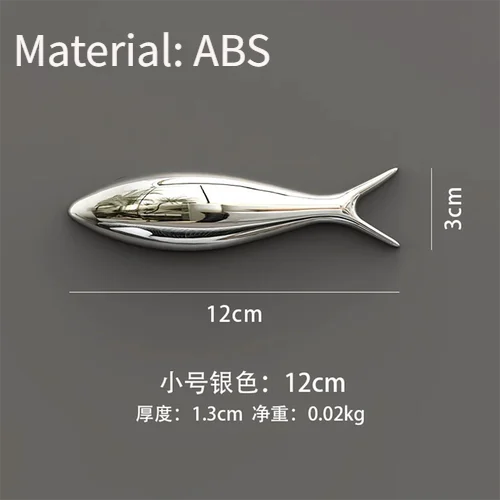 Creative Wall Decoration pendant 3D electroplating fish wall paste restaurant TV background wall fish wall decoration Oasis Select silver small size
