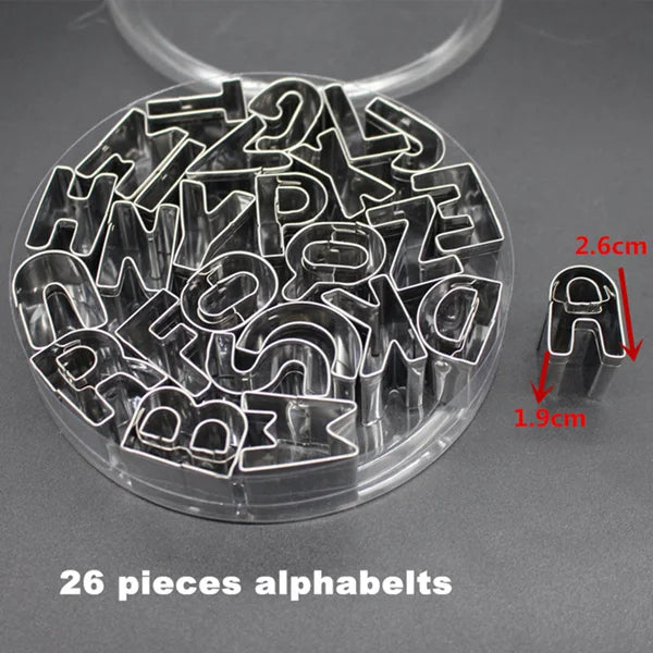 Stainless Steel Alphabet Letter Cookie Cutters Mold Biscuit Number Cutter Set Cake Decorating Moulds Fondant Cutter Set Oasis Select 26pcs