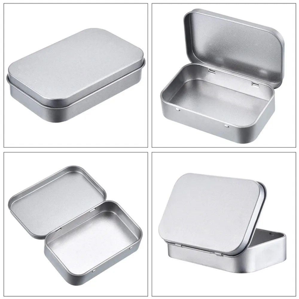 1Pc Metal Rectangular Empty Mini Tin Box Tinplate Push Candy Pill Cases Money Coin Jar Hinged Containers Organizer Storage Box Oasis Select