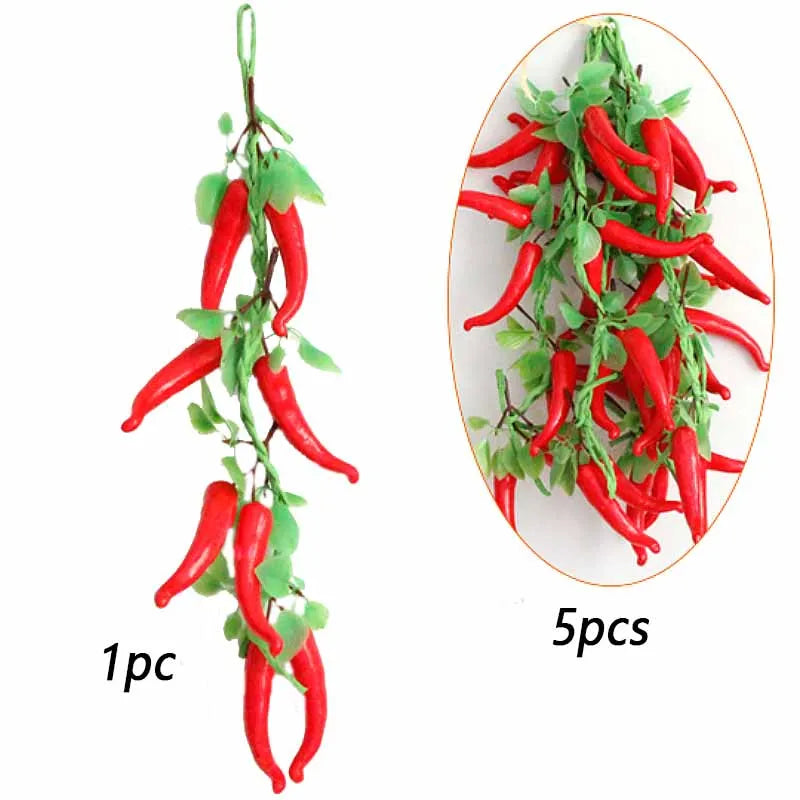 Artificial Simulation Food Vegetables Fake Chili Pepper Fruits Grapes Photography Props For Home Decoration Christmas Wall Decor Oasis Select Red chili 1