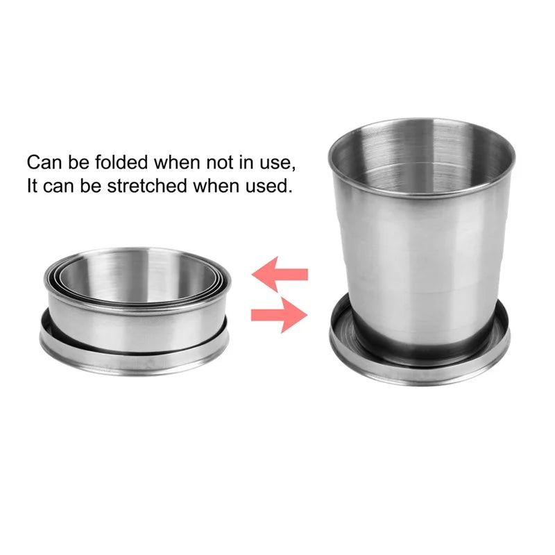 Collapsible Stainless Steel Travel Cup with Keychain | 75–240ml Collapsible Travel Mug Oasis Select