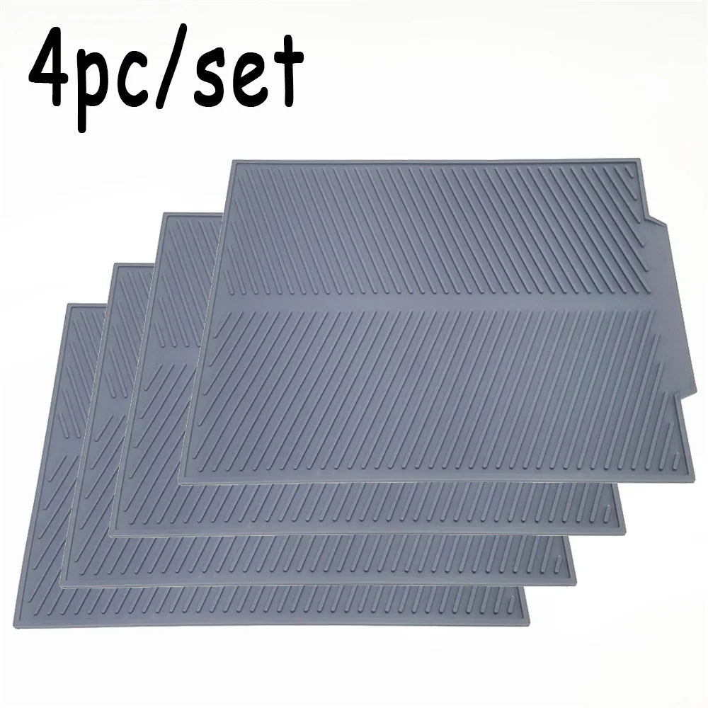 4-Pack Silicone Dish Drying Mat – Non-Slip & Heat Resistant Silicone Drying Mat Oasis Select Grey-4pcs L 39x25cm