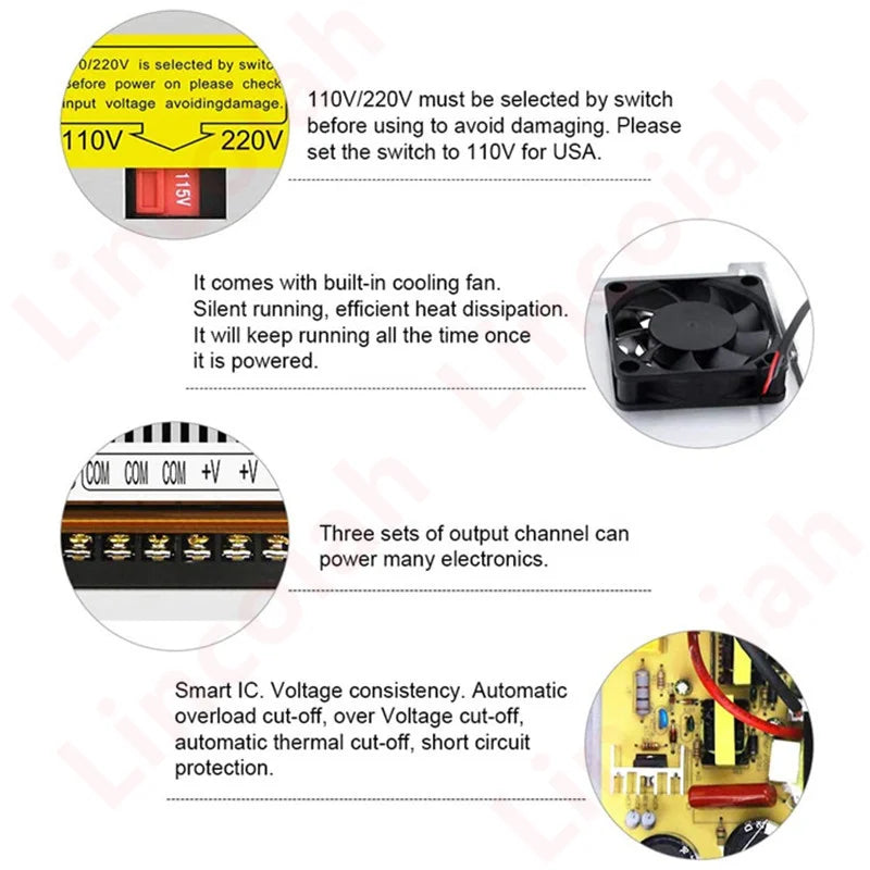 AC100-240V Switching Power Supply DC 12V 24V 36V 48V 60V 72V 600W 8.3A 10A 12.5A 16.7A 25A 50A Transformer for LED Light Strips Oasis Select