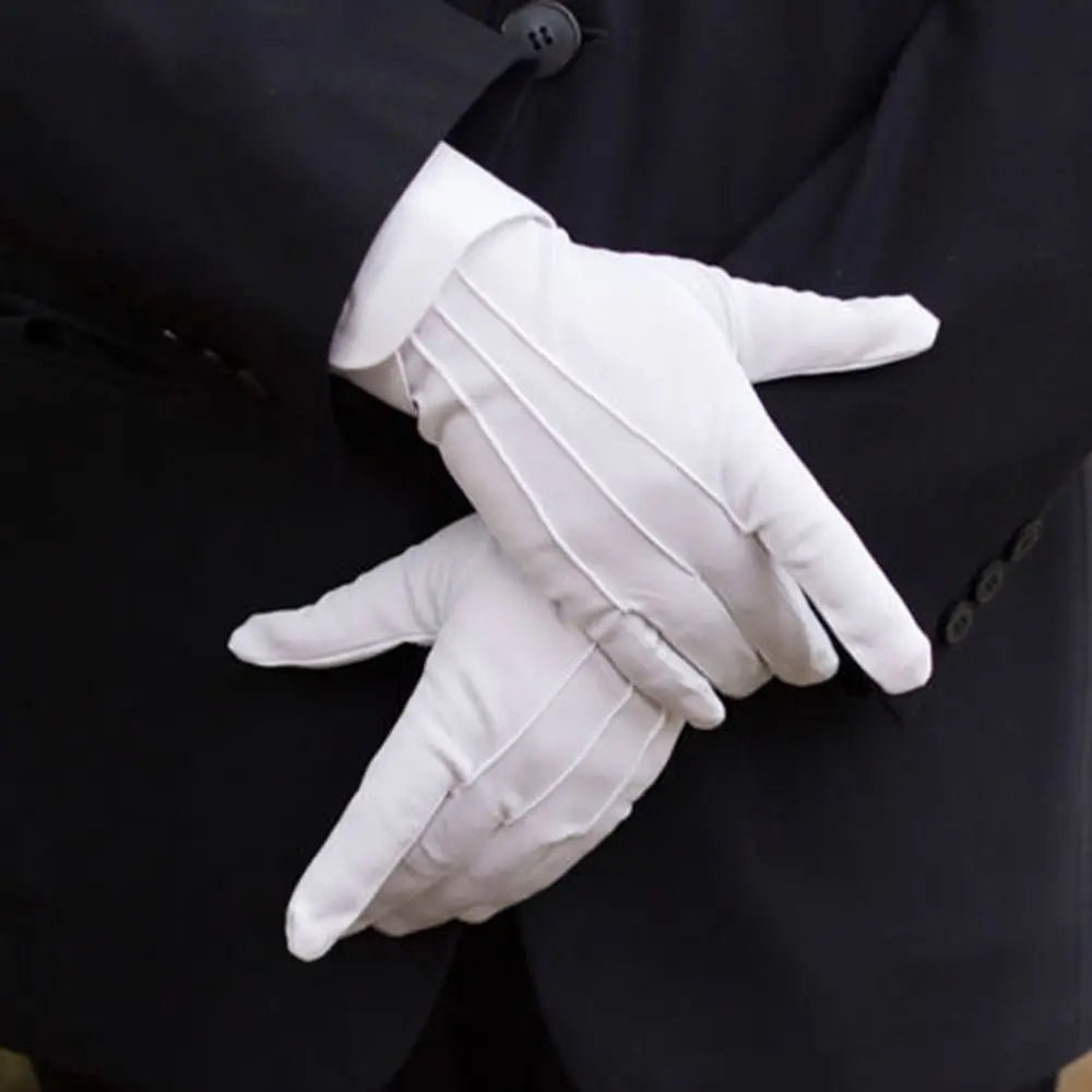 2pcs White Formal Gloves Tuxedo Honor Guard Parade Inspection Collection Serve Thin Gloves Thick Gloves Performance Gloves Men Oasis Select 1 Pair 1