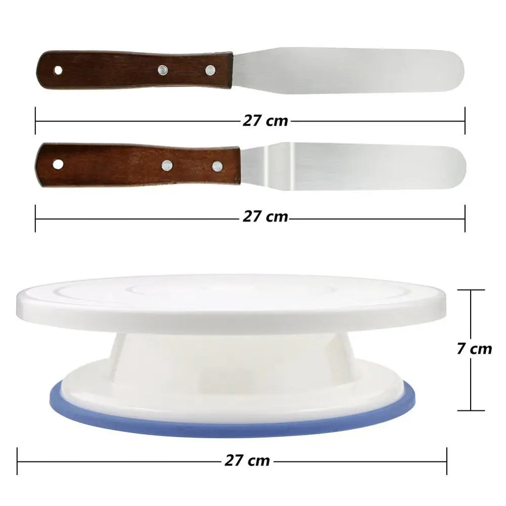 8-Piece Rotating Cake Turntable Set – Mousse Rings & Spatulas Cake Decorating Set Oasis Select
