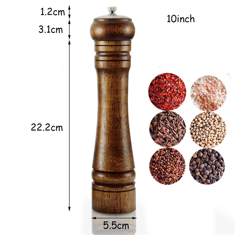 4-Pack Oak Wood Pepper & Salt Mill Grinder Set – Ceramic Core Salt & Pepper Mills Oasis Select